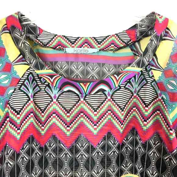 Karlie‎ Top Womens Small Sheer Batwing Sleeves Boho Crop Blouse - Picture 3 of 6